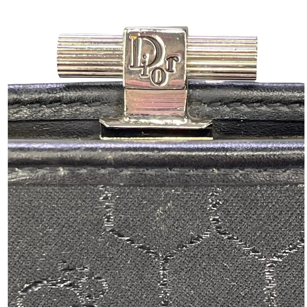 Christian Dior Honeycomb Monogram Coin Purse Black Silver Dior Wallet Vintage
